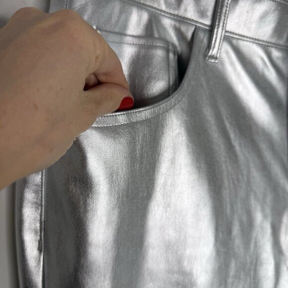 Abercrombie & Fitch Pants Sz 12 the90s relaxed High Rise leather Silver Party - Picture 10 of 16